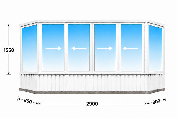 Раздвижное алюминиевое остекление балкона КОПЭ 4500x1550