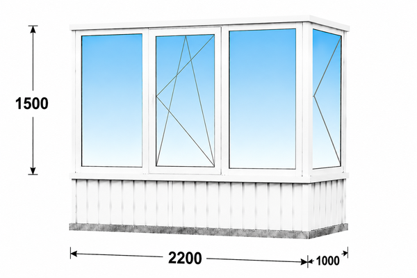 Теплое пластиковое остекление балкона П-3 3200x1500 №2
