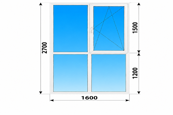 Теплое пластиковое французское остекление 1600x2700