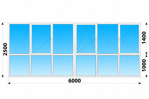 Теплое пластиковое панорамное остекление 6000x2400 №2