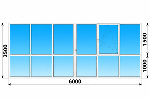Теплое пластиковое панорамное остекление 6000x2400 №4