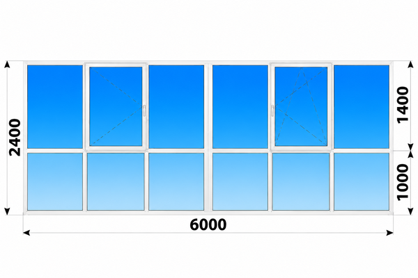 Теплое пластиковое панорамное остекление 6000x2400 №3