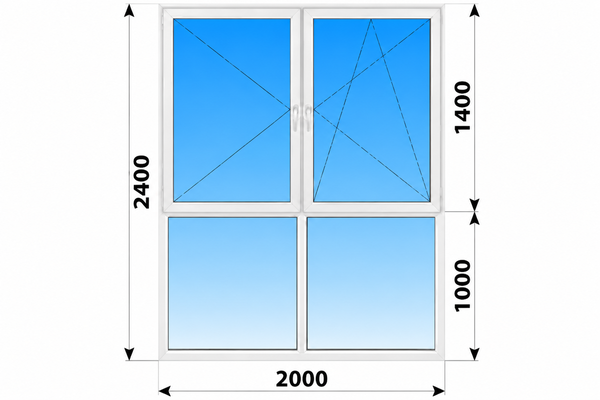 Теплое пластиковое французское остекление 2000x2400 №3