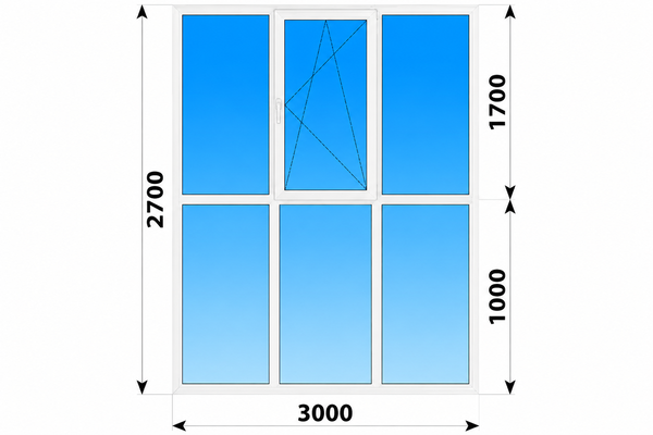 Теплое пластиковое французское остекление 2200x2700